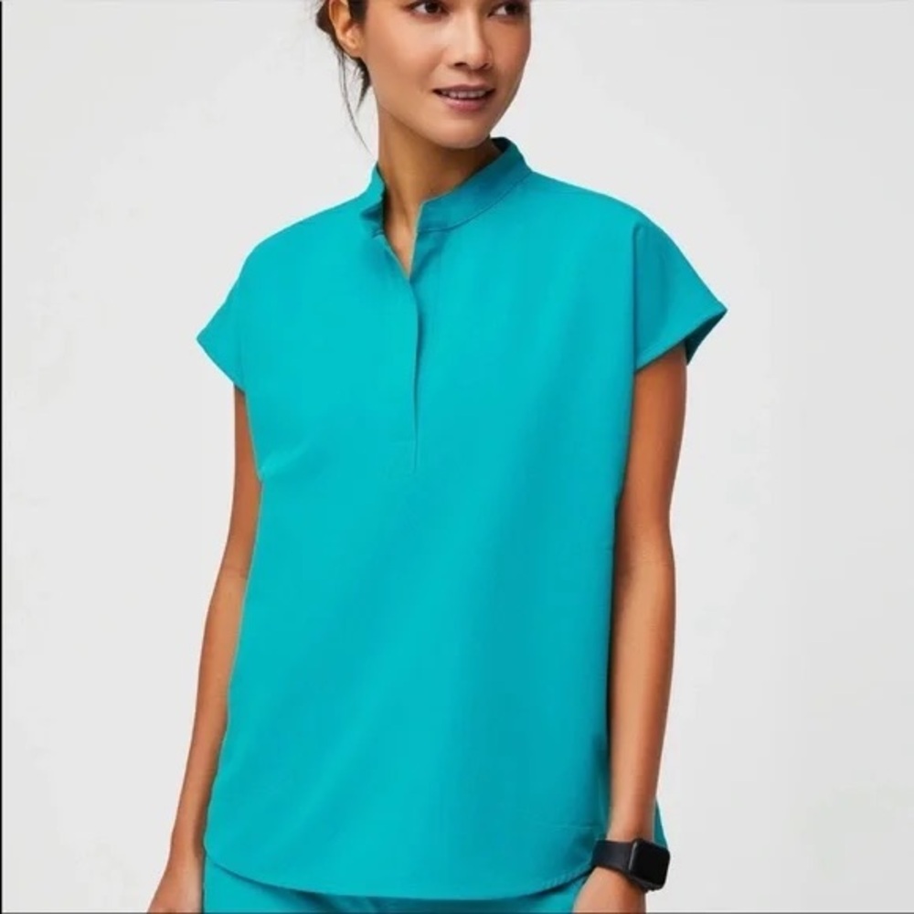 Figs Rafaela Teal Scrub Top XXS